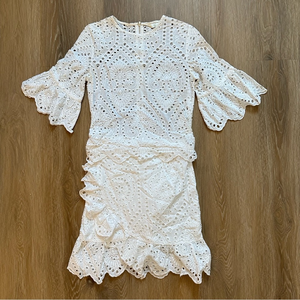 Winona lace eyelet dress in White, size small